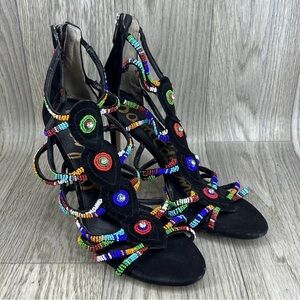 Sam Edelman Black Multicolor Beaded Heels